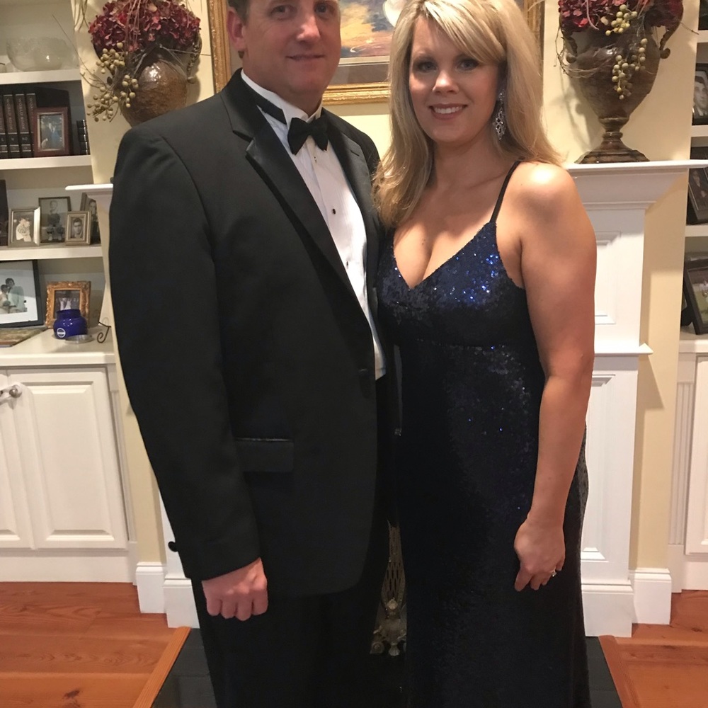 Sequined navy formal